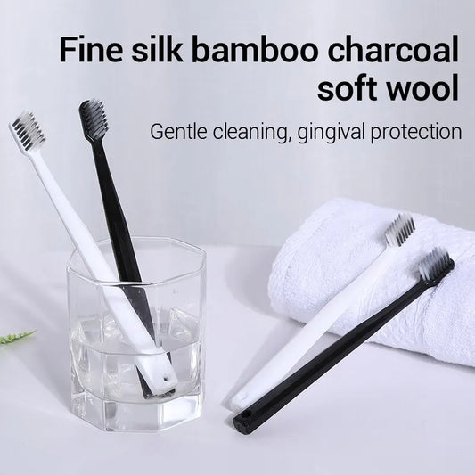 Soft Bristle Toothbrush Set 10 Pack Bamboo Charcoal for Adults
