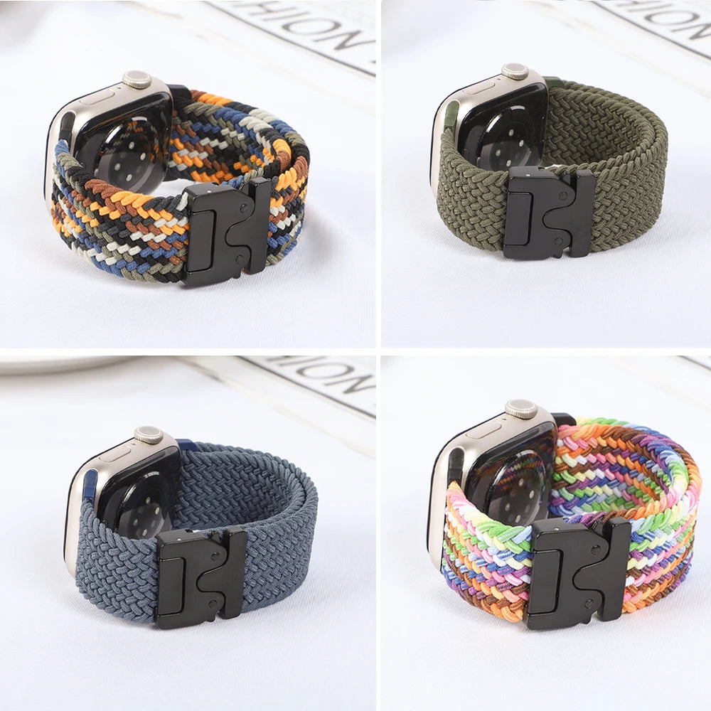 Braided Nylon Watch Band with Parachute Strap for 41mm–49mm Watches
