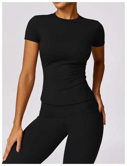 Women's Running T Shirt Breathable Short Sleeve Gym Fitness Top