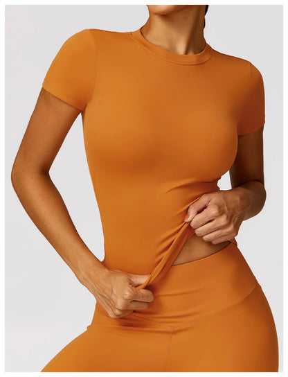 Women's Running T Shirt Breathable Short Sleeve Gym Fitness Top