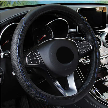 Leather Steering Wheel Cover Universal Non Slip 37-38cm