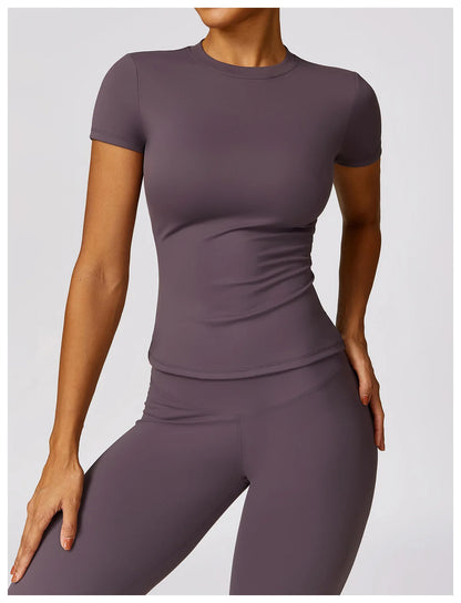 Women's Running T Shirt Breathable Short Sleeve Gym Fitness Top