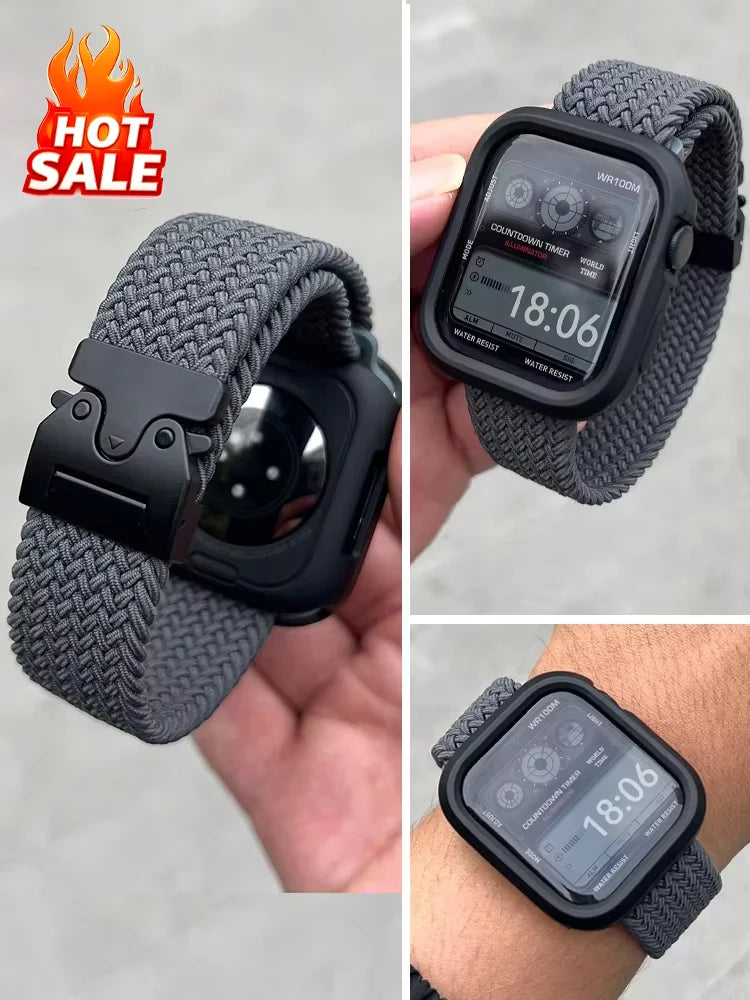 Braided Nylon Watch Band with Parachute Strap for 41mm–49mm Watches