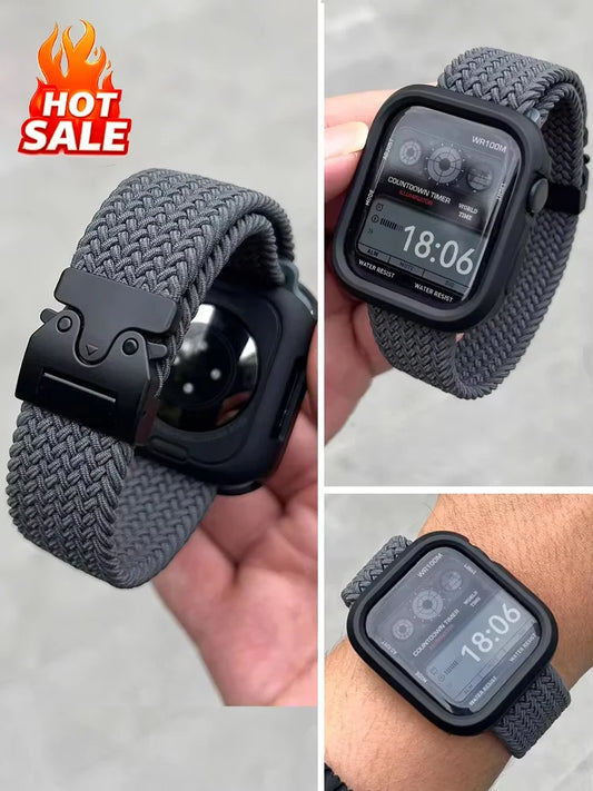 Braided Nylon Watch Band with Parachute Strap for 41mm–49mm Watches