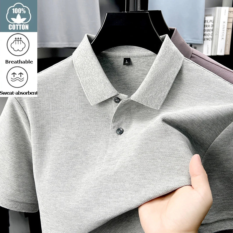 Men's Cotton Polo Shirt Short Sleeve Casual Golf Tee