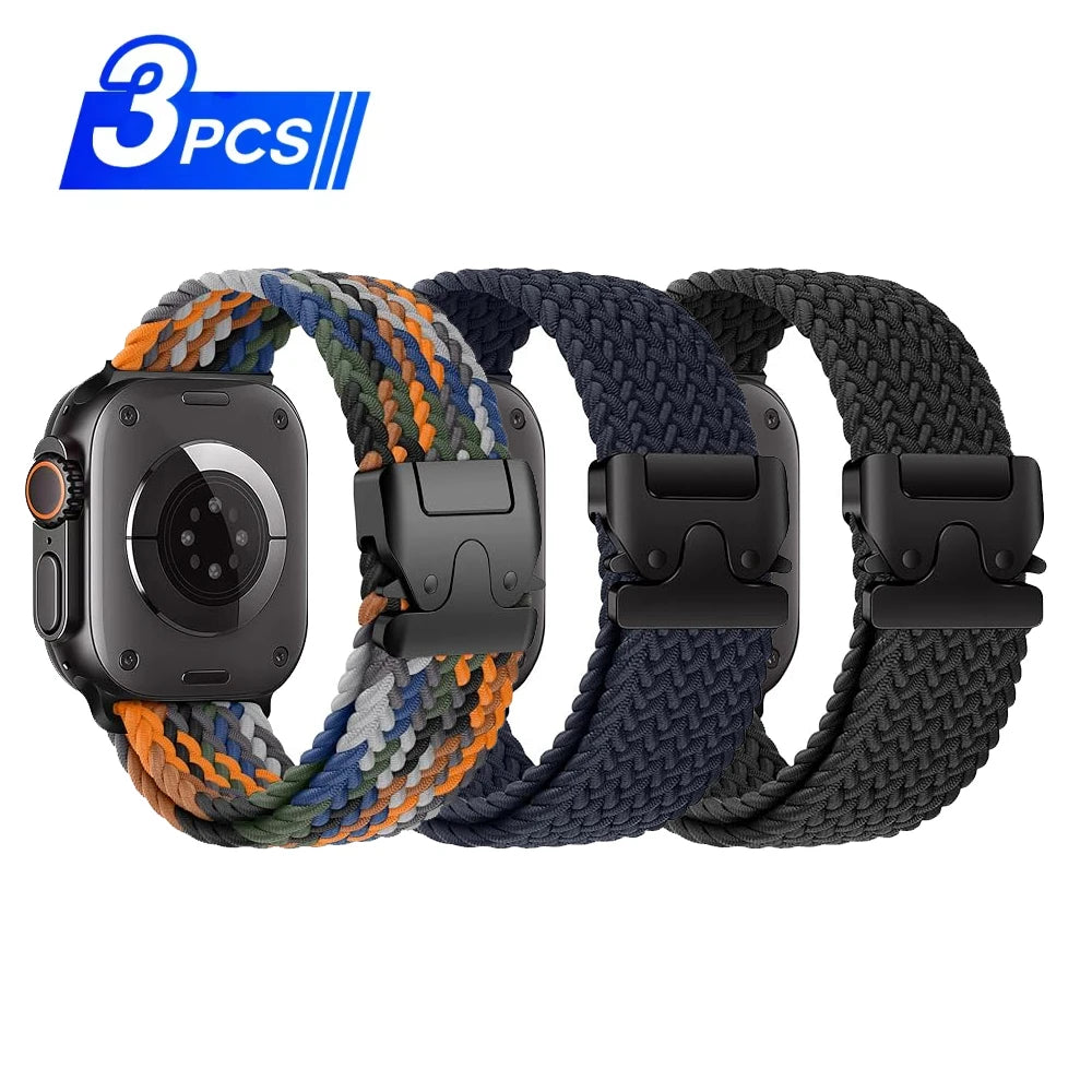 Braided Nylon Watch Band with Parachute Strap for 41mm–49mm Watches