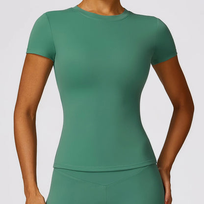 Women's Running T Shirt Breathable Short Sleeve Gym Fitness Top