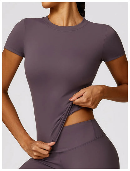 Women's Running T Shirt Breathable Short Sleeve Gym Fitness Top