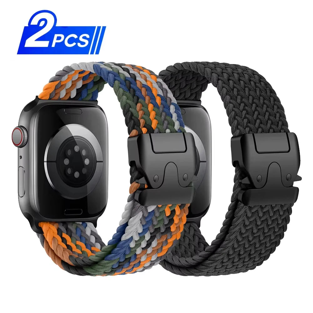 Braided Nylon Watch Band with Parachute Strap for 41mm–49mm Watches