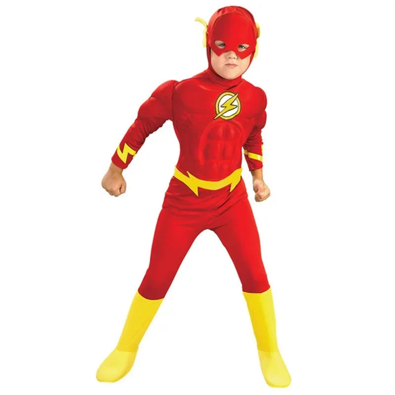 Kids Superhero Costume Set with Jumpsuit Mask and Belt