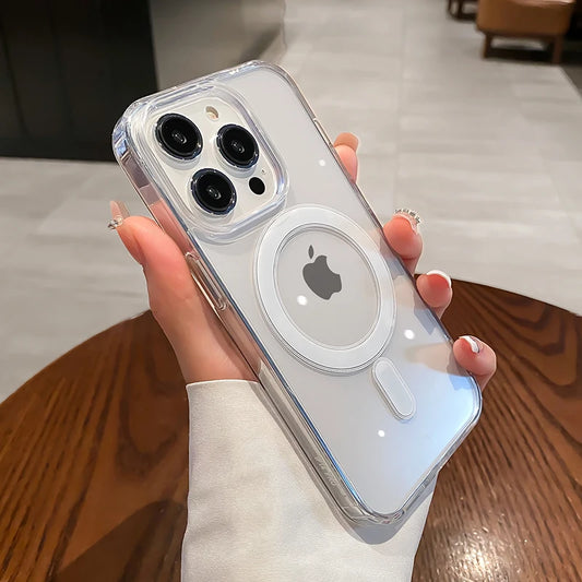 Magnetic Transparent Phone Case with Wireless Charging Support