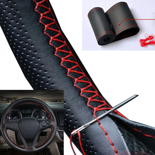 DIY Steering Wheel Cover Faux Leather Stitch-On 38cm