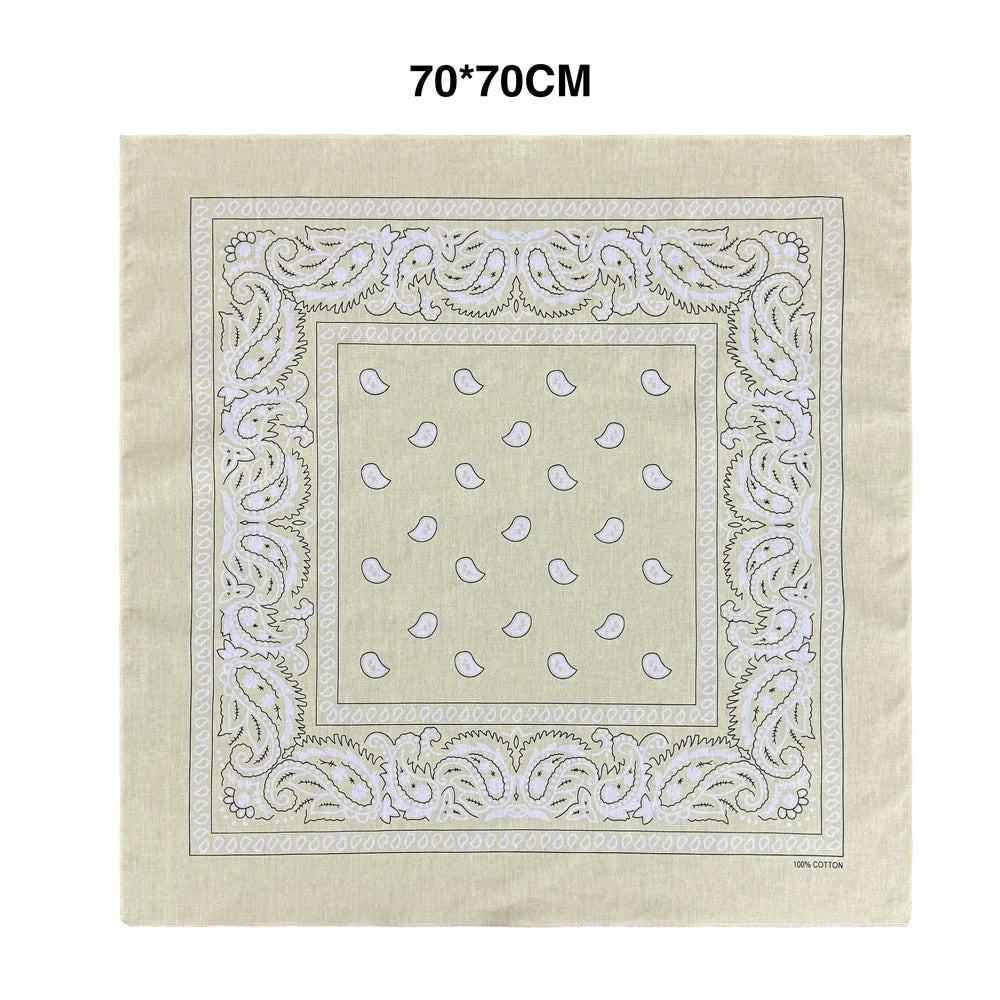 Cotton Bandana 70cm Paisley Square Scarf Headband for Men & Women
