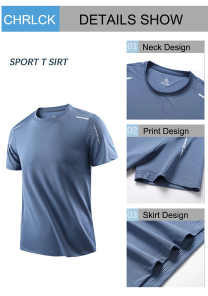 Men's Quick Dry Running Shirt Breathable Short Sleeve Hiking Tee