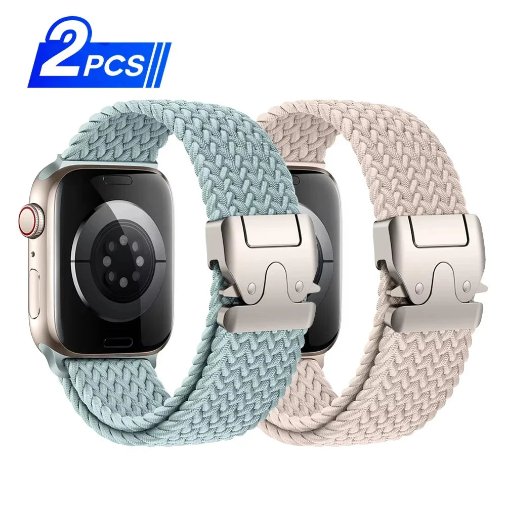 Braided Nylon Watch Band with Parachute Strap for 41mm–49mm Watches